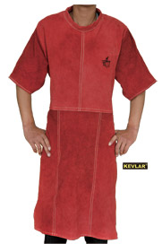 紅色全皮帶領(lǐng)短袖圍裙